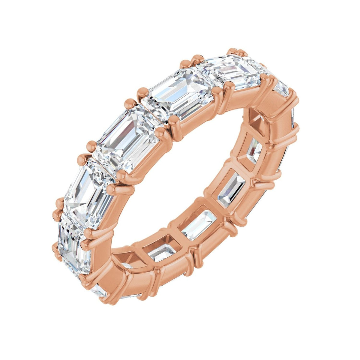 Sapphire Row Lab-Grown Diamond Emerald-Cut Eternity Band - 14K Rose Gold, 5.8 × 4.2 mm, 8.5