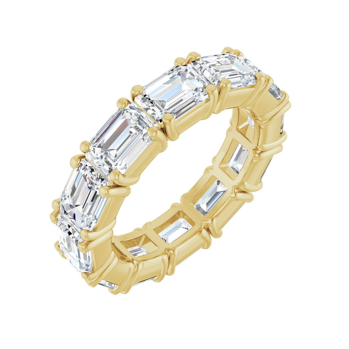 Sapphire Row Lab-Grown Diamond Emerald-Cut Eternity Band - 14K Yellow Gold, 5.8 × 4.2 mm, 6.5