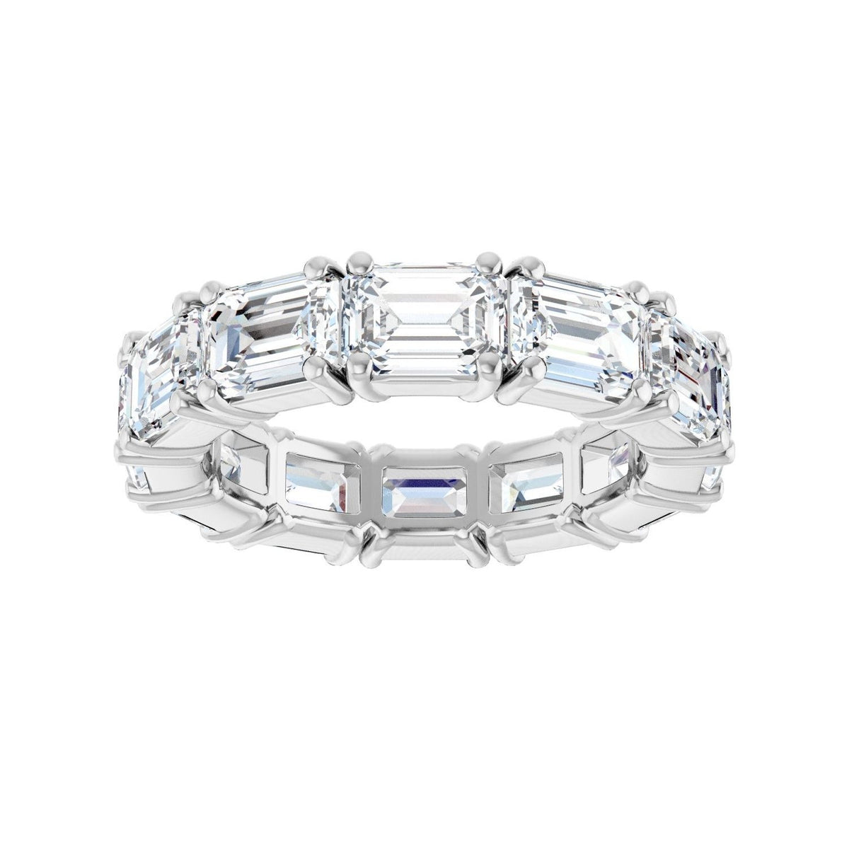 Sapphire Row Lab-Grown Diamond Emerald-Cut Eternity Band - 14K White Gold, 5.8 × 4.2 mm, 6.5 (view 3)