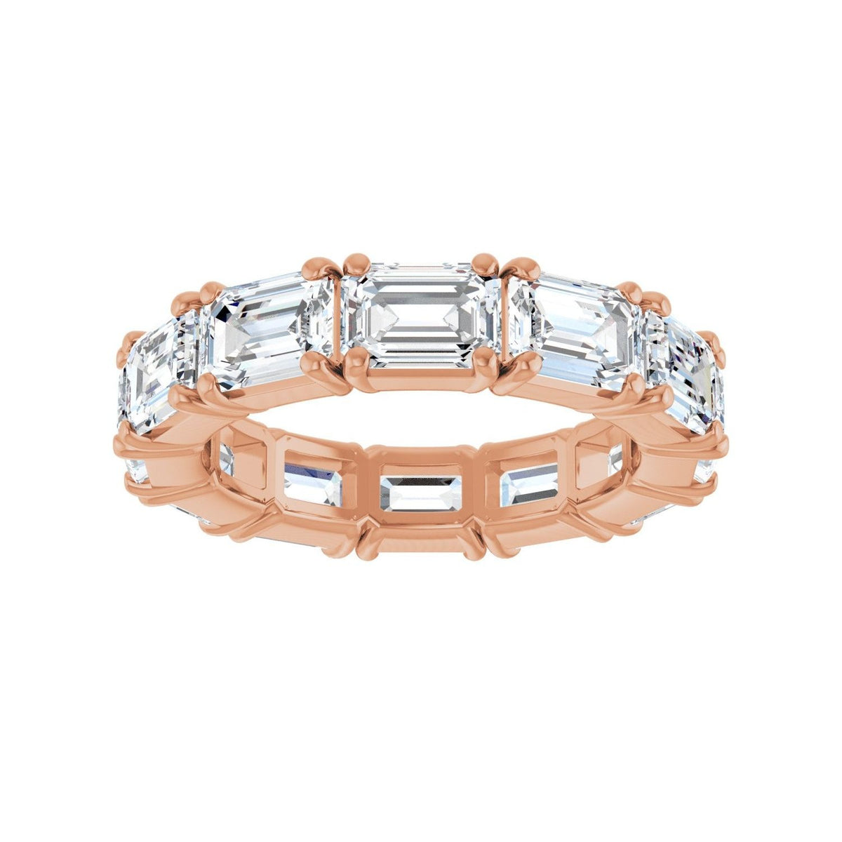 Sapphire Row Lab-Grown Diamond Emerald-Cut Eternity Band - 14K Rose Gold, 5 × 3.5 mm, 4 (view 3)