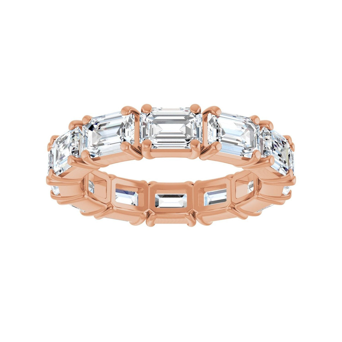 Sapphire Row Lab-Grown Diamond Emerald-Cut Eternity Band - 14K Rose Gold, 5 × 3.5 mm, 5 (view 3)