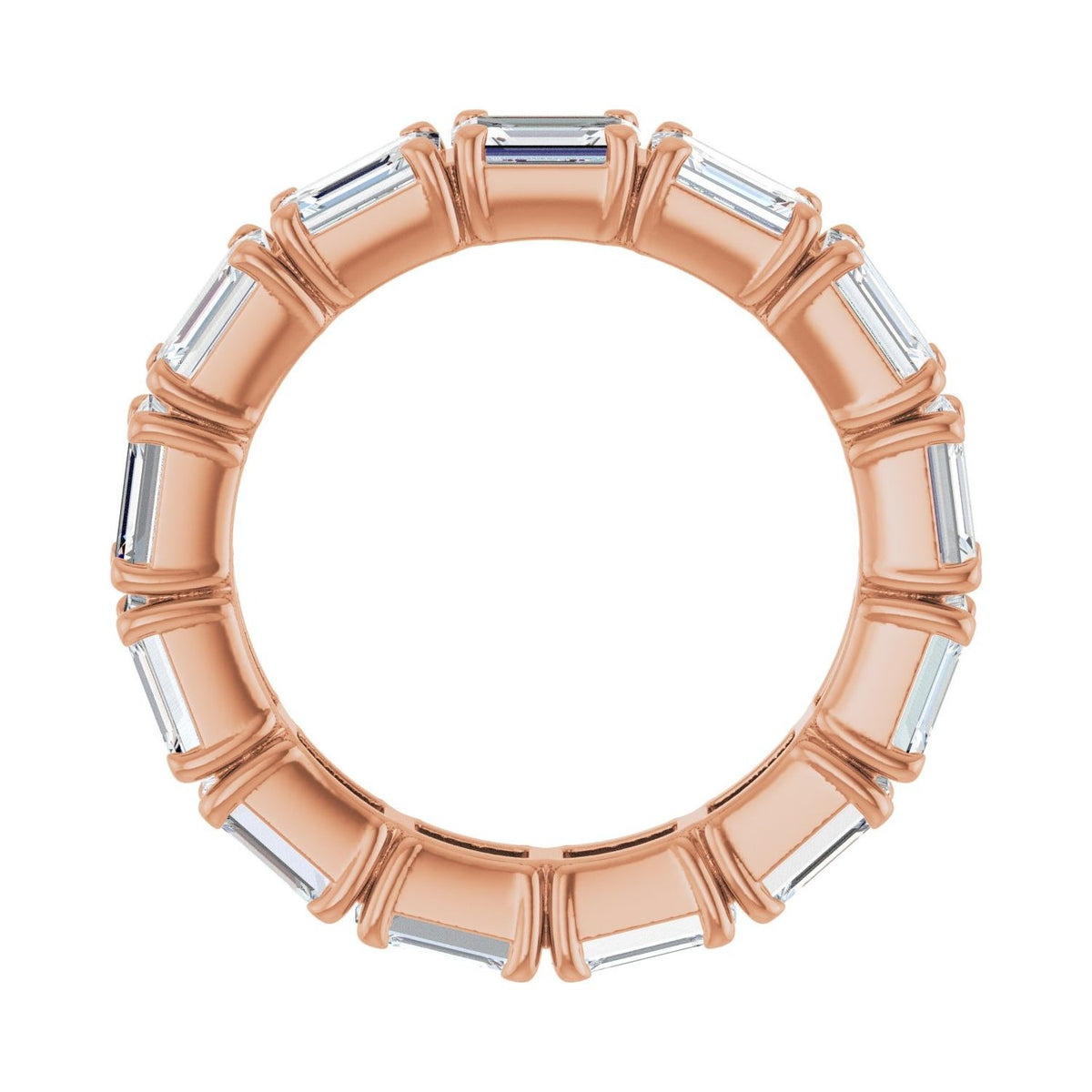 Sapphire Row Lab-Grown Diamond Emerald-Cut Eternity Band - 14K Rose Gold, 5 × 3.5 mm, 6 (view 2)
