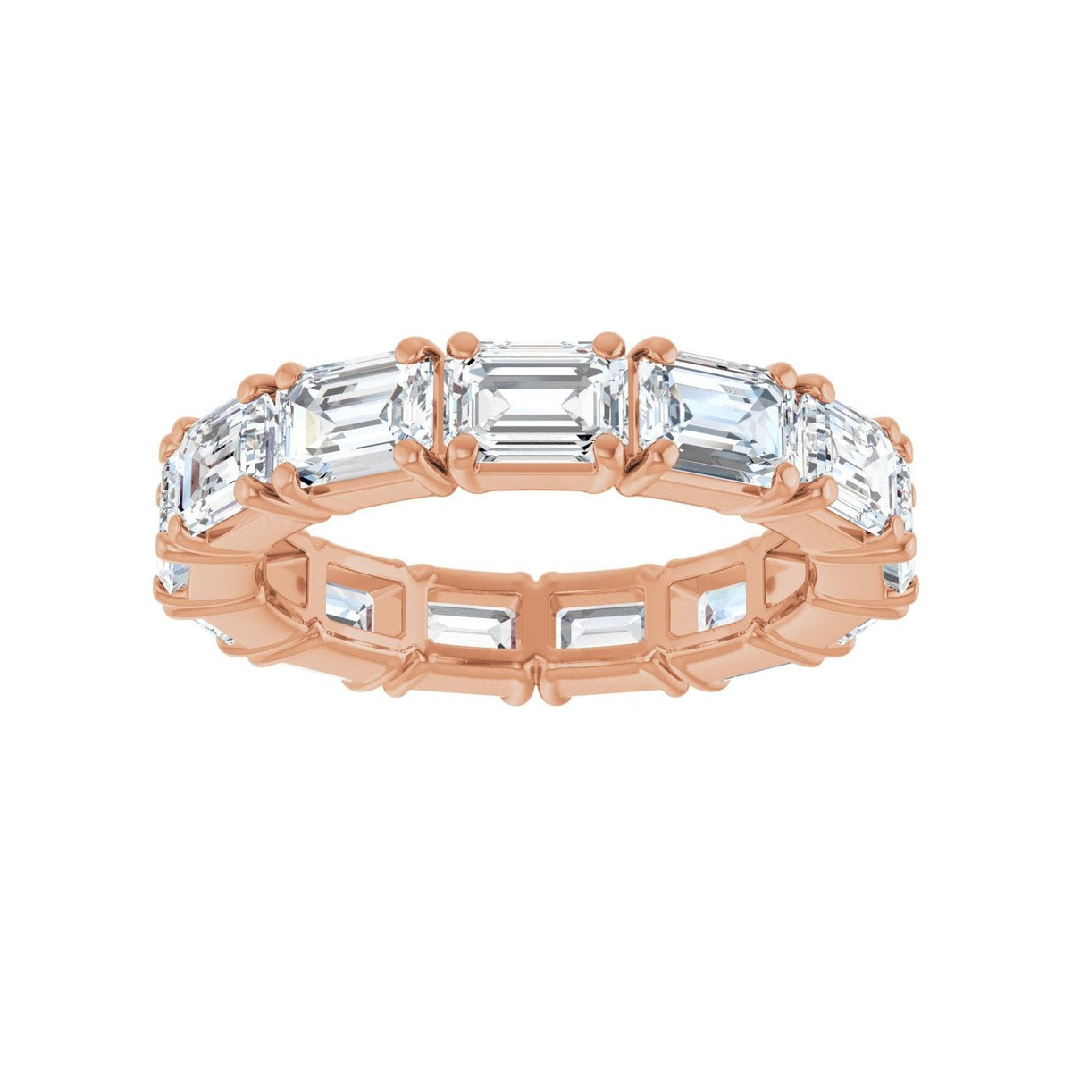 Sapphire Row Lab-Grown Diamond Emerald-Cut Eternity Band - 14K Rose Gold, 5 × 3.5 mm, 6 (view 3)