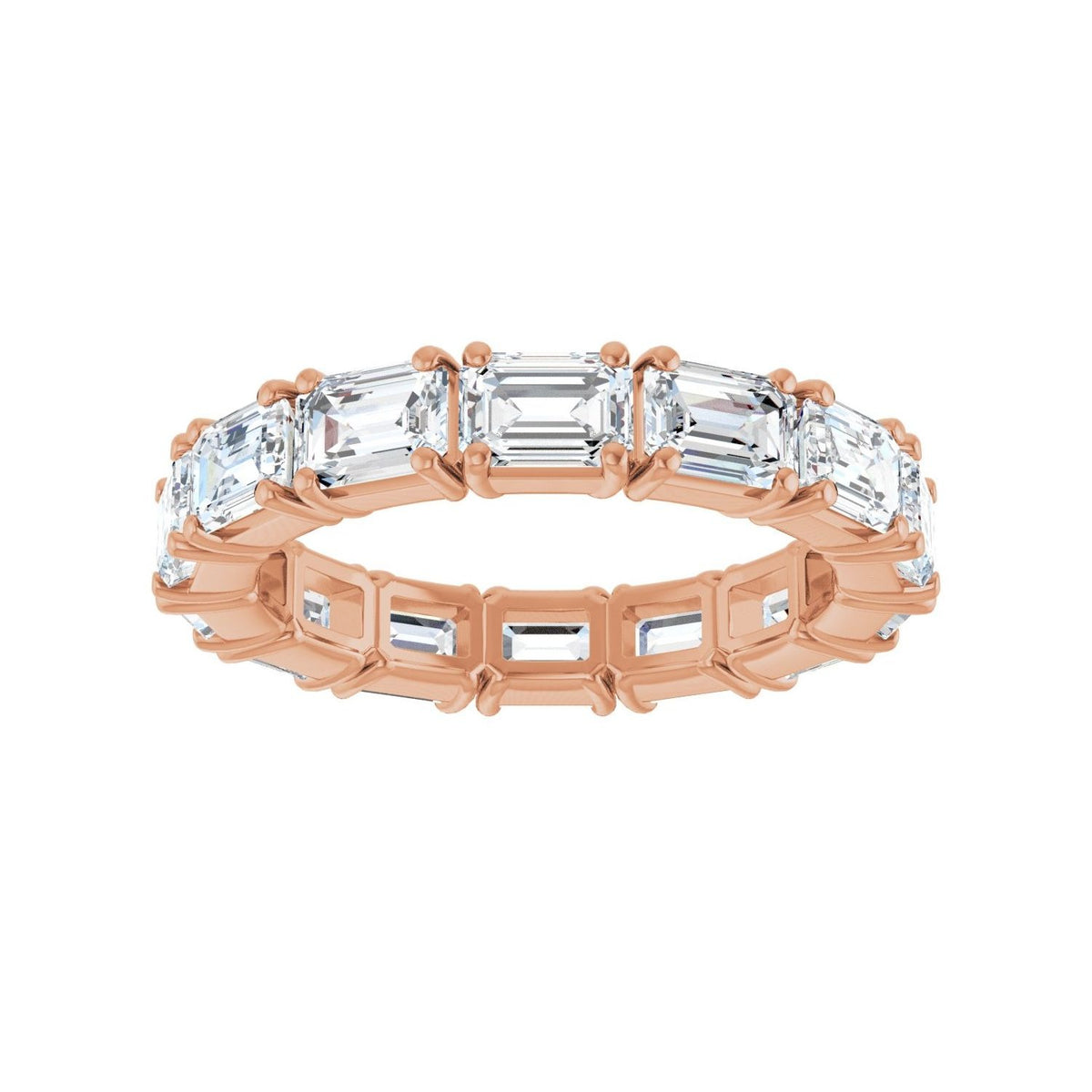 Sapphire Row Lab-Grown Diamond Emerald-Cut Eternity Band - 14K Rose Gold, 5 × 3.5 mm, 8 (view 3)