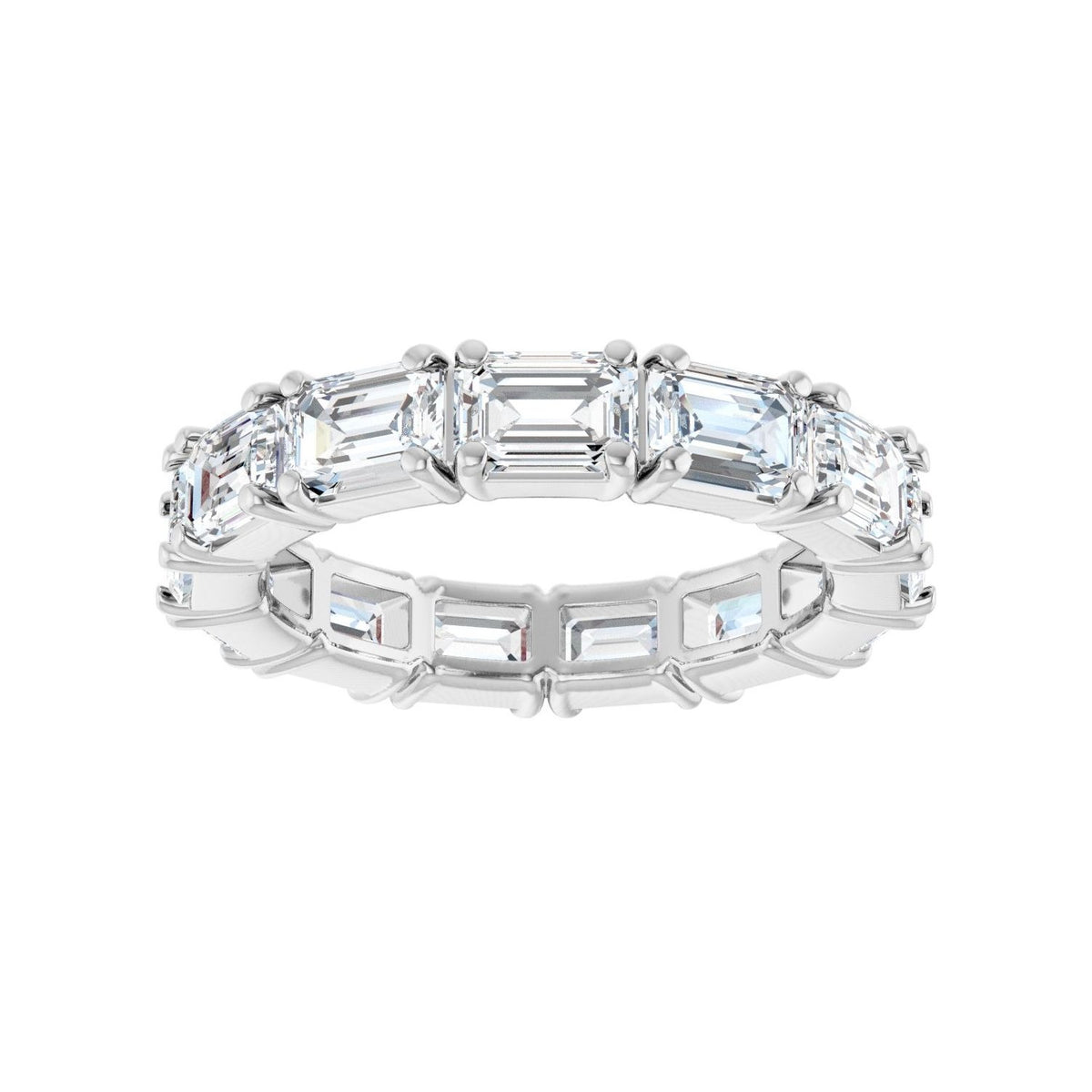 Sapphire Row Lab-Grown Diamond Emerald-Cut Eternity Band - 14K White Gold, 5 × 3.5 mm, 6.5 (view 3)