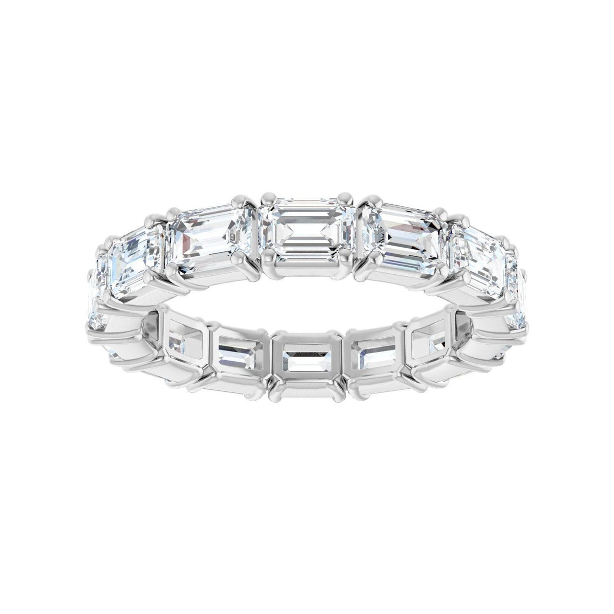 Sapphire Row Lab-Grown Diamond Emerald-Cut Eternity Band - 14K White Gold, 5 × 3.5 mm, 8.5 (view 3)