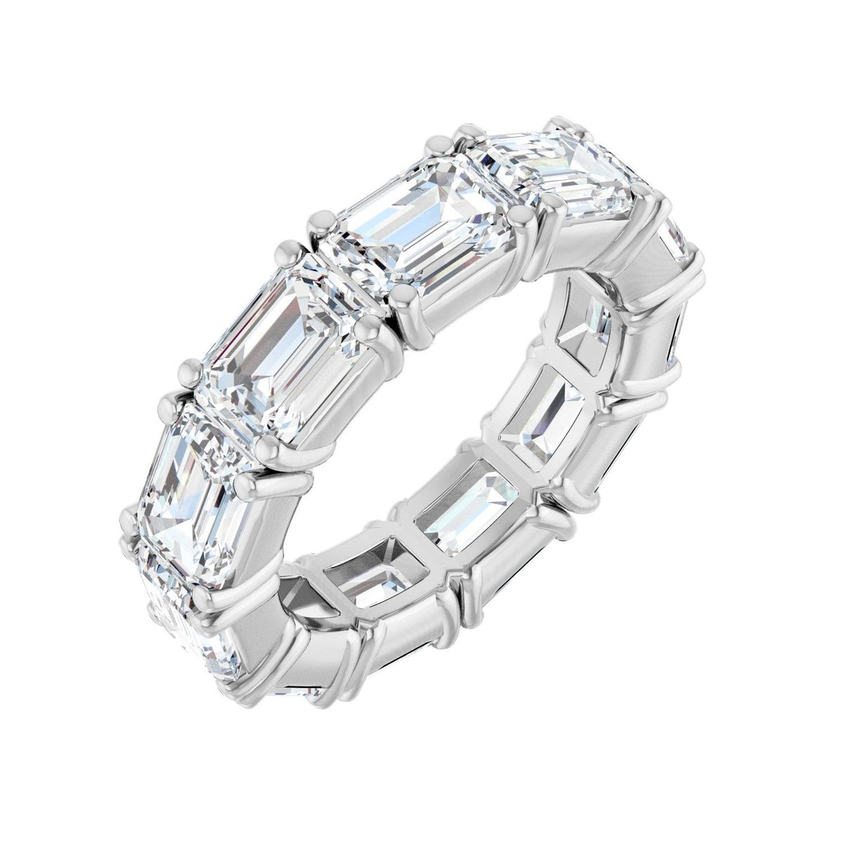 Sapphire Row Lab-Grown Diamond Emerald-Cut Eternity Band - Platinum, 5.8 × 4.2 mm, 4.5