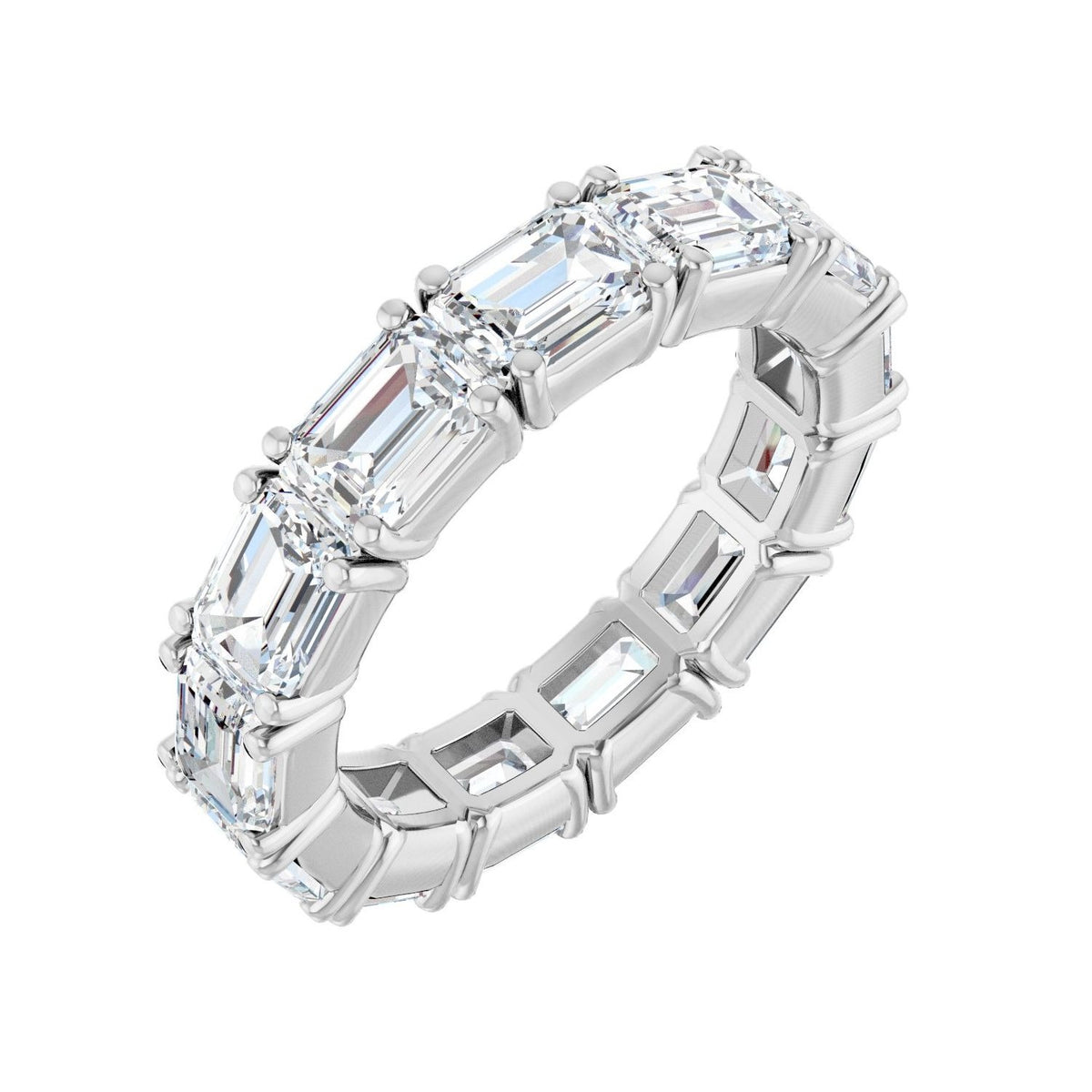 Sapphire Row Lab-Grown Diamond Emerald-Cut Eternity Band - Platinum, 5.8 × 4.2 mm, 8.5