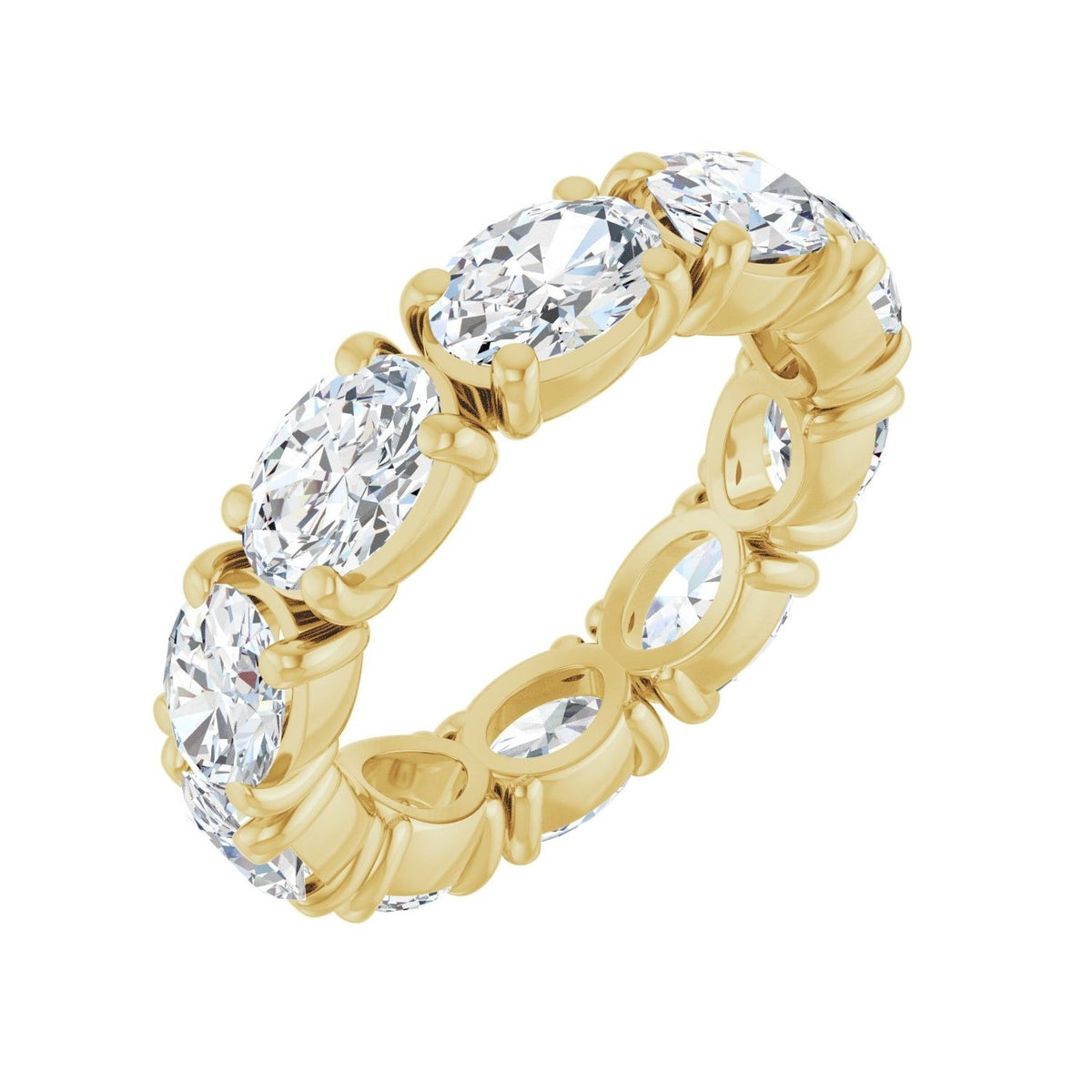 Sapphire Row Lab-Grown Diamond Oval Eternity Band - 14K Yellow Gold, 6 × 4 mm, 4.5