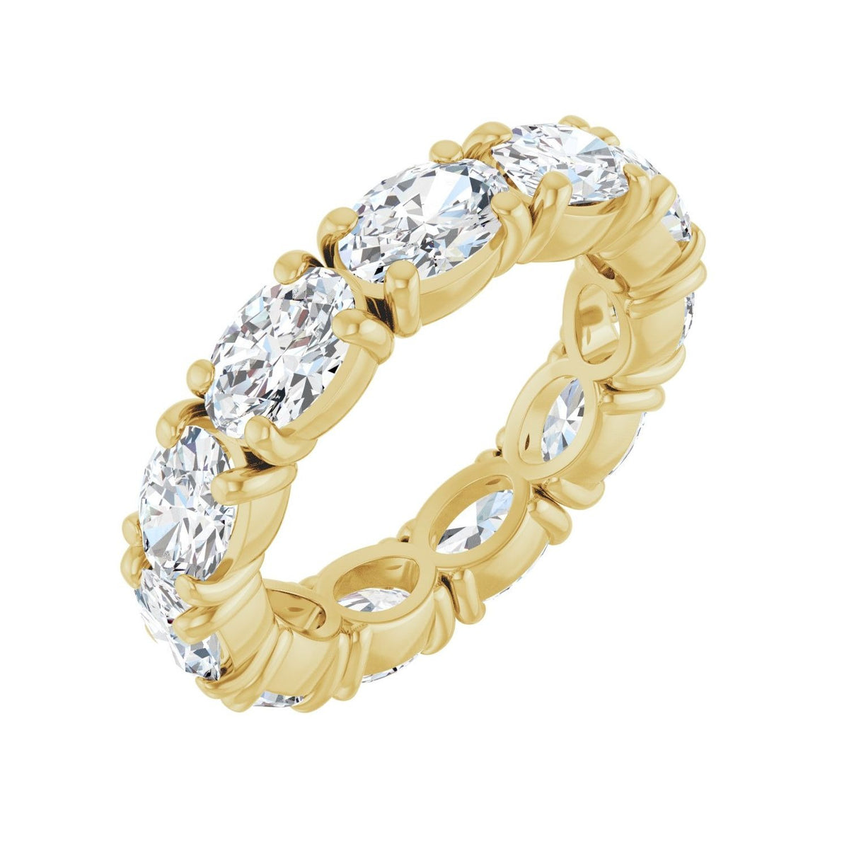 Sapphire Row Lab-Grown Diamond Oval Eternity Band - 14K Yellow Gold, 6 × 4 mm, 5.5