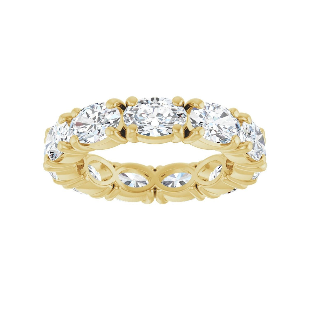 Sapphire Row Lab-Grown Diamond Oval Eternity Band - 14K Yellow Gold, 6 × 4 mm, 5.5 (view 3)