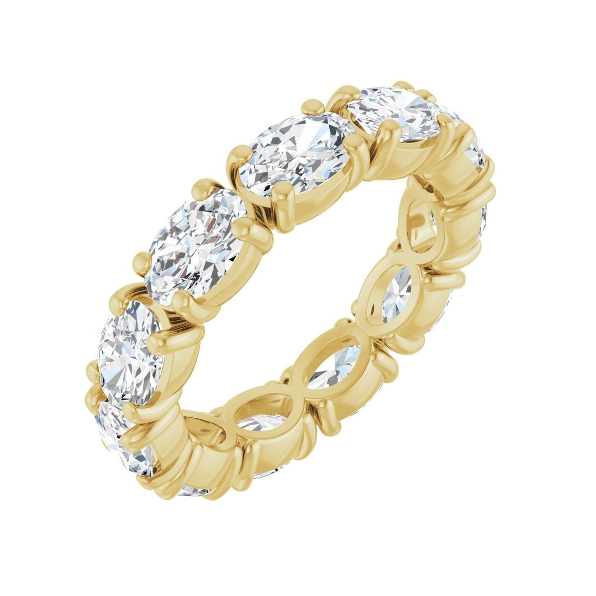 Sapphire Row Lab-Grown Diamond Oval Eternity Band - 14K Yellow Gold, 6 × 4 mm, 6.5