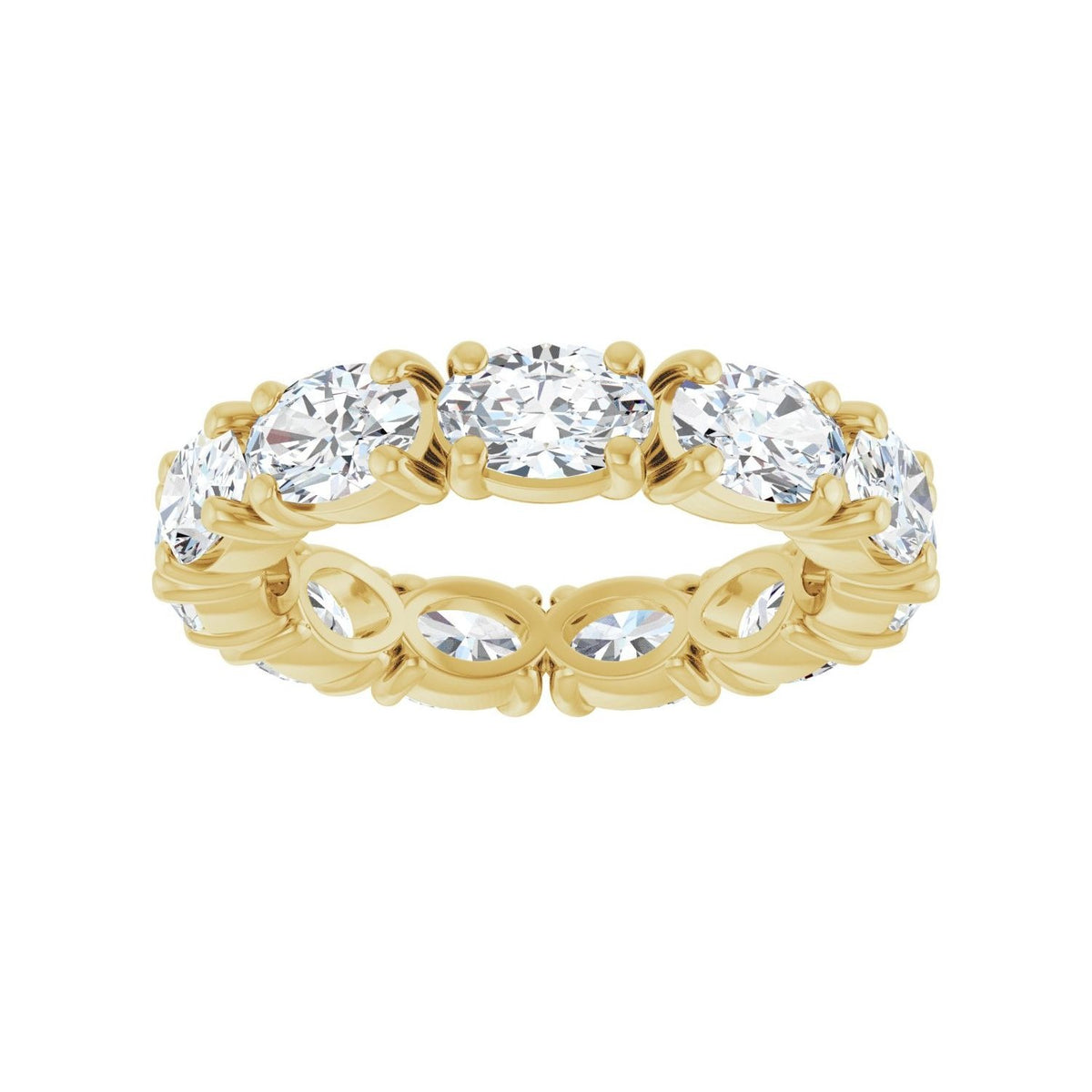 Sapphire Row Lab-Grown Diamond Oval Eternity Band - 14K Yellow Gold, 6 × 4 mm, 6.5 (view 3)
