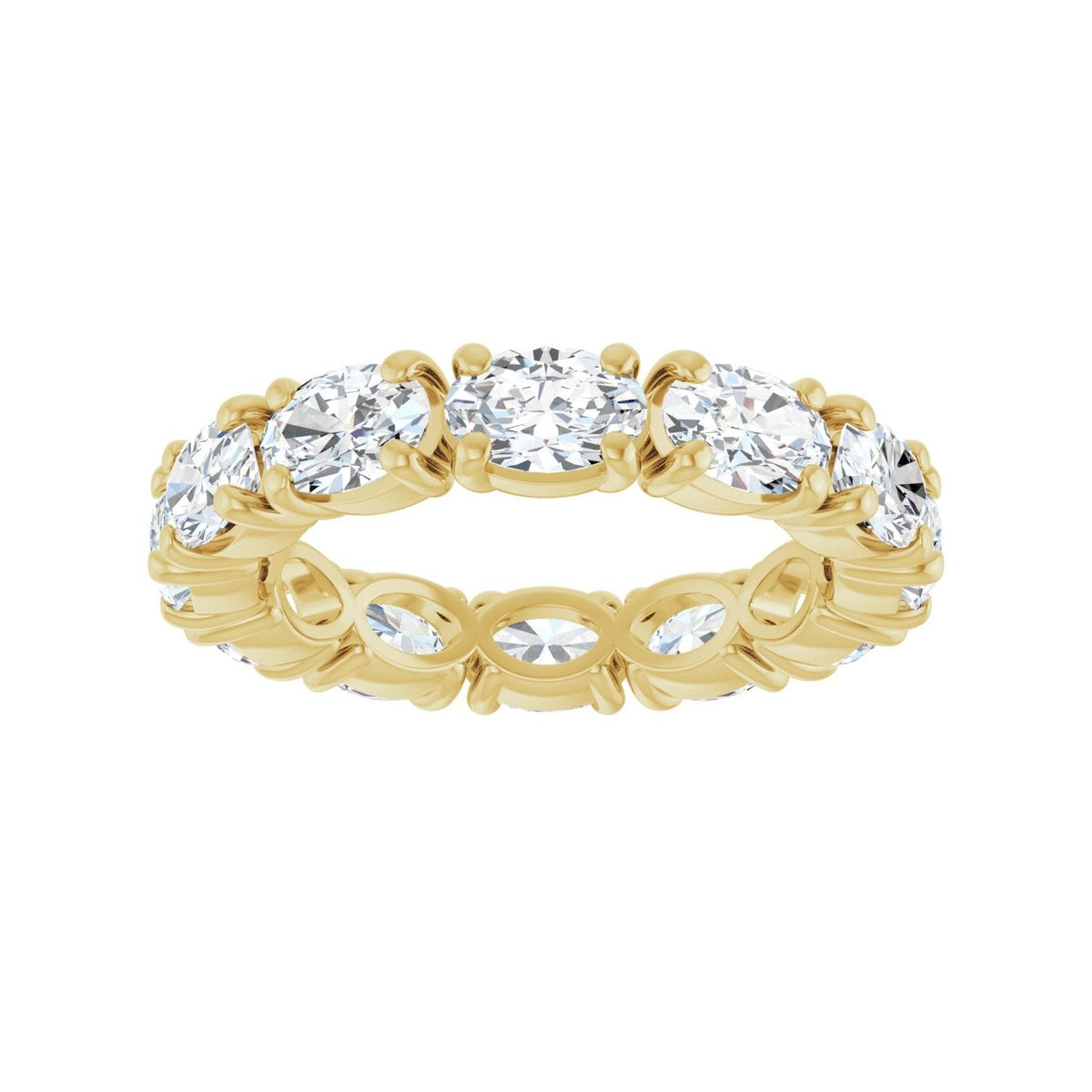 Sapphire Row Lab-Grown Diamond Oval Eternity Band - 14K Yellow Gold, 6 × 4 mm, 8.5 (view 3)
