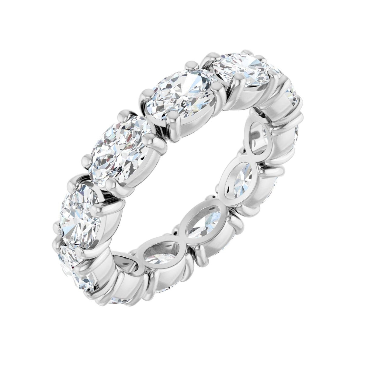 Sapphire Row Lab-Grown Diamond Oval Eternity Band - Platinum, 6 × 4 mm, 6.5