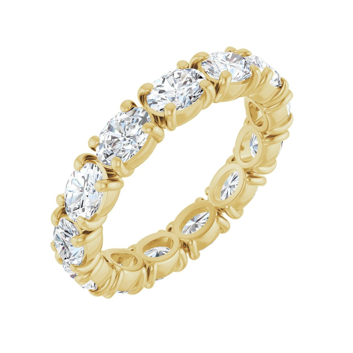Sapphire Row Lab-Grown Diamond Oval Eternity Band - 14K Yellow Gold, 5 × 3.5 mm, 7.5