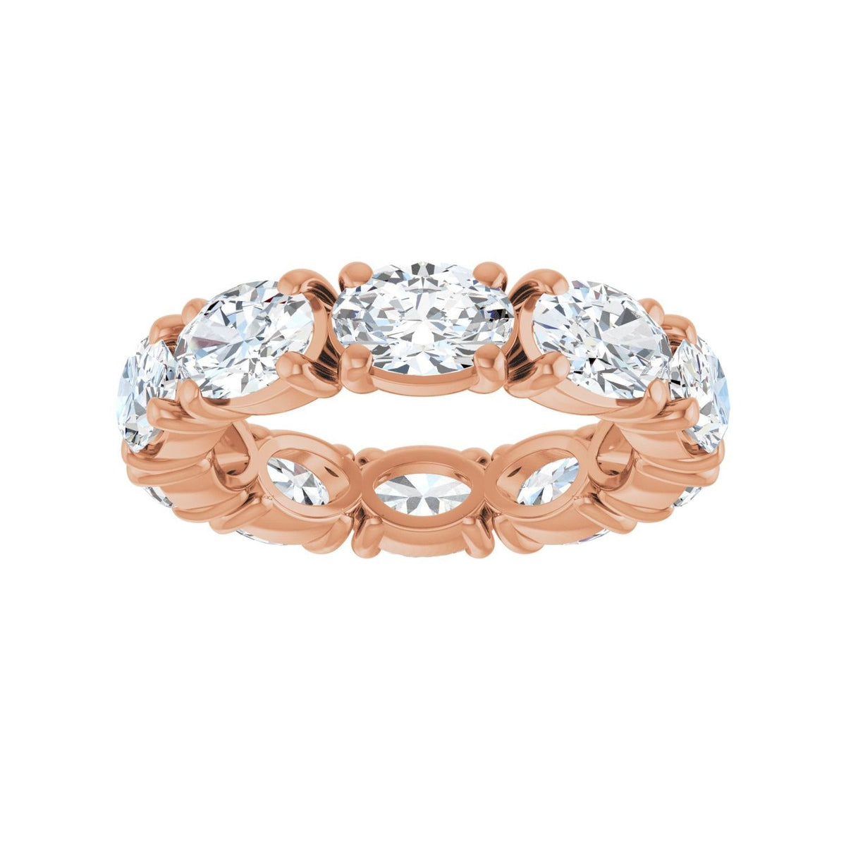 Sapphire Row Lab-Grown Diamond Oval Eternity Band - 14K Rose Gold, 6 × 4 mm, 4.5 (view 3)