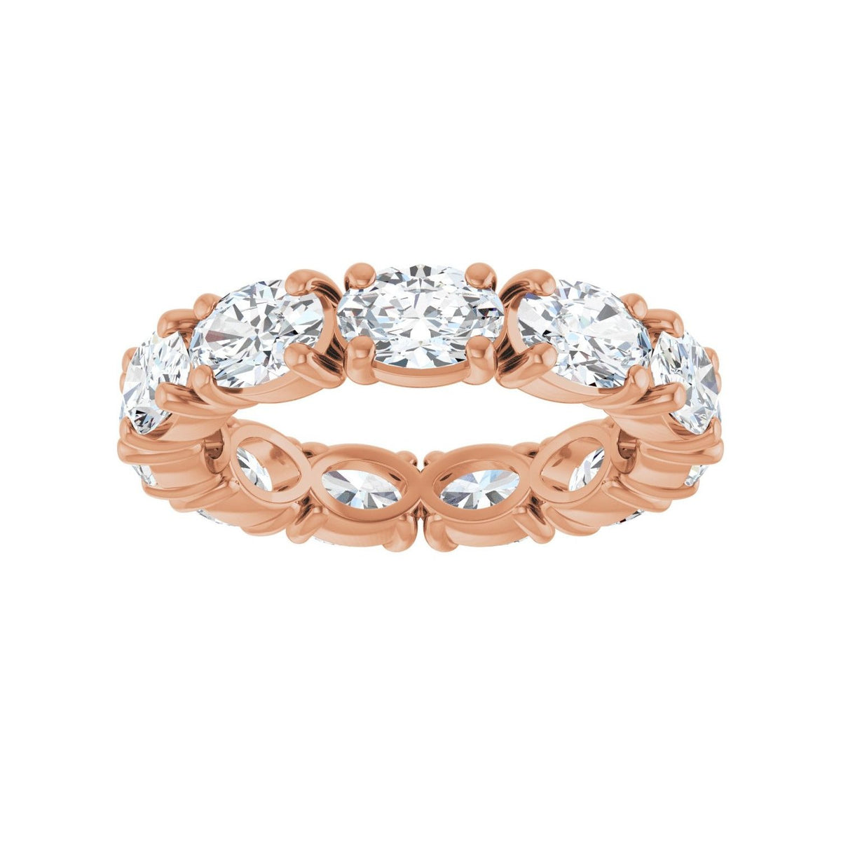 Sapphire Row Lab-Grown Diamond Oval Eternity Band - 14K Rose Gold, 6 × 4 mm, 6.5 (view 3)