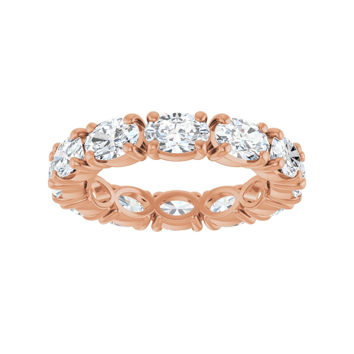 Sapphire Row Lab-Grown Diamond Oval Eternity Band - 14K Rose Gold, 6 × 4 mm, 8.5 (view 3)