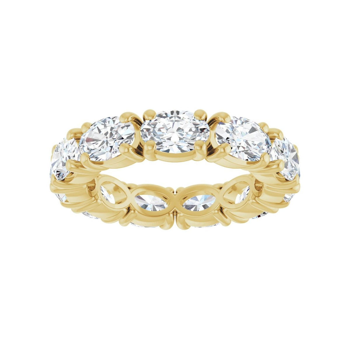 Sapphire Row Lab-Grown Diamond Oval Eternity Band - 14K Yellow Gold, 6 × 4 mm, 6 (view 3)