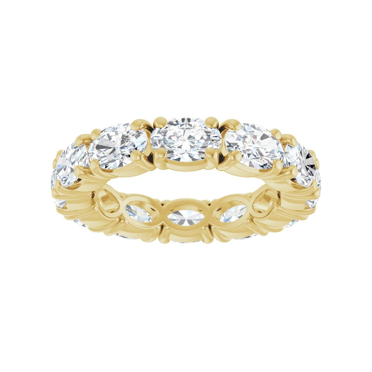 Sapphire Row Lab-Grown Diamond Oval Eternity Band - 14K Yellow Gold, 6 × 4 mm, 7 (view 3)