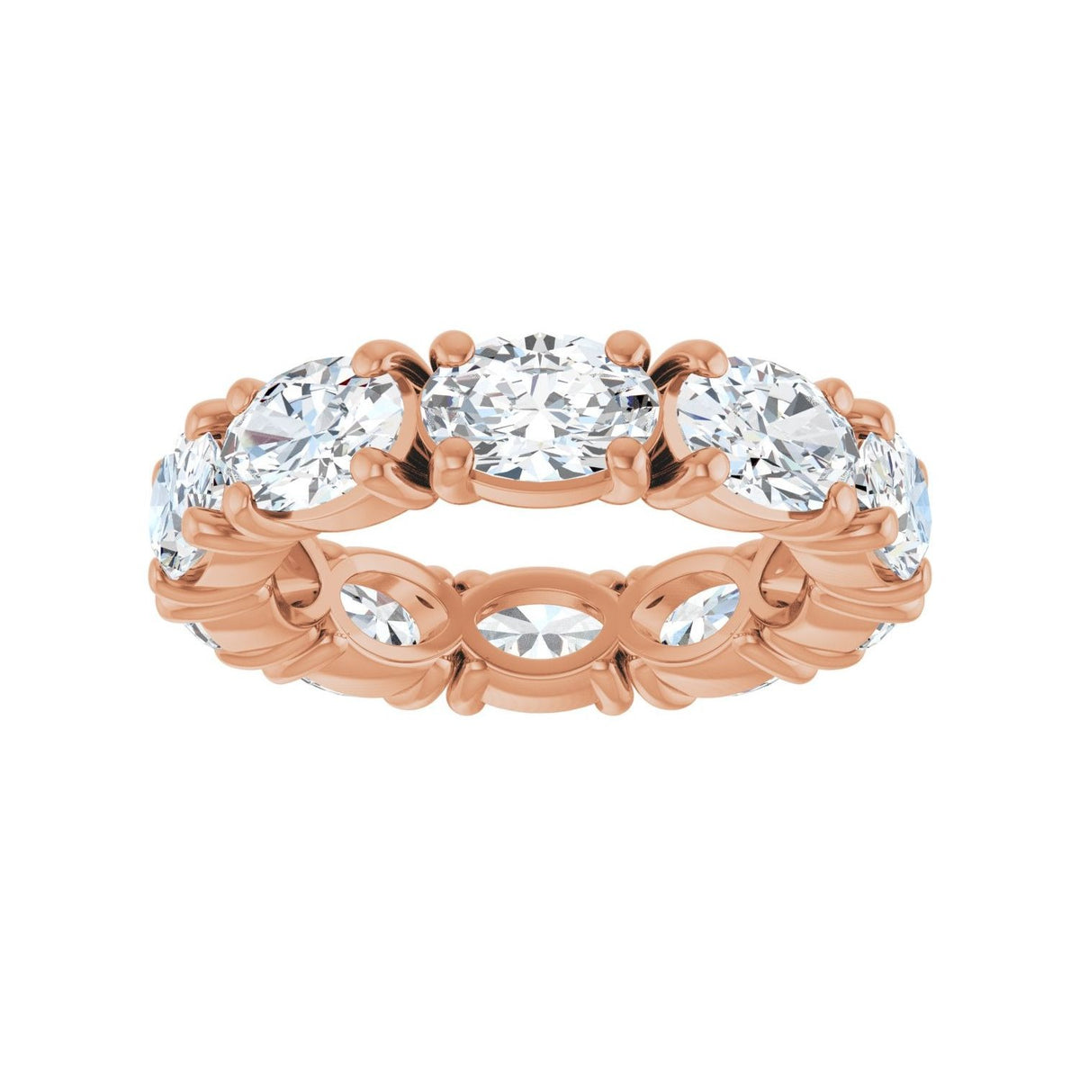 Sapphire Row Lab-Grown Diamond Oval Eternity Band - 14K Rose Gold, 6 × 4 mm, 4 (view 3)