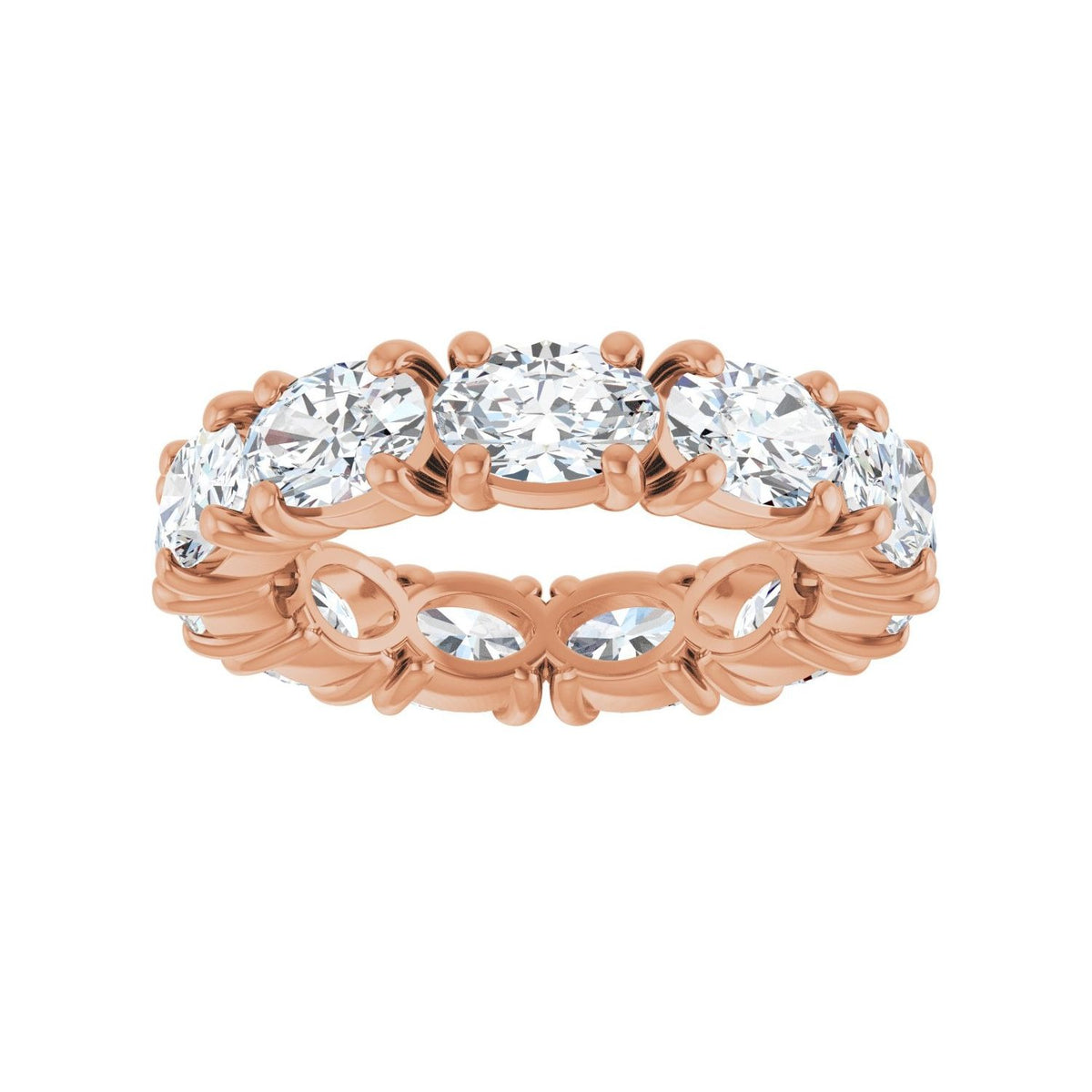 Sapphire Row Lab-Grown Diamond Oval Eternity Band - 14K Rose Gold, 6 × 4 mm, 5 (view 3)