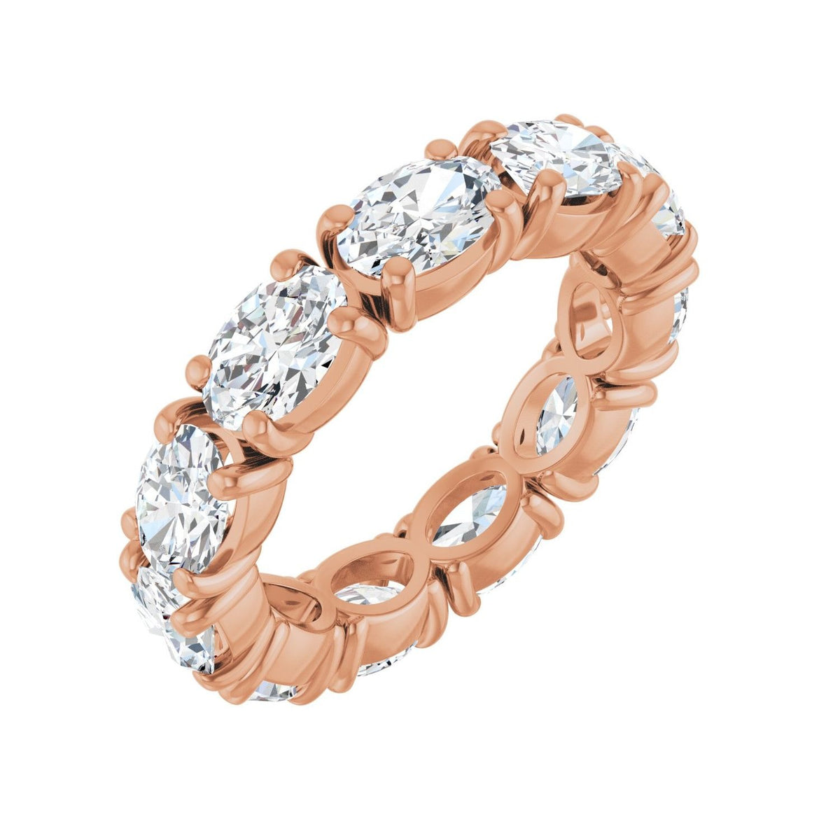 Sapphire Row Lab-Grown Diamond Oval Eternity Band - 14K Rose Gold, 6 × 4 mm, 6