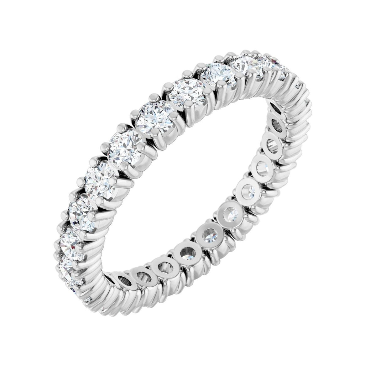 Sapphire Row Lab-Grown Diamond Round Eternity Band - 14K White Gold, 2.25 mm, 4.5