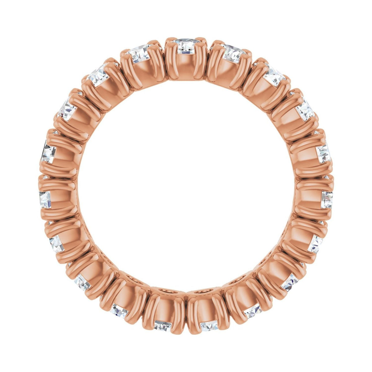 Sapphire Row Lab-Grown Diamond Round Eternity Band - 14K Rose Gold, 3 mm, 4 (view 2)