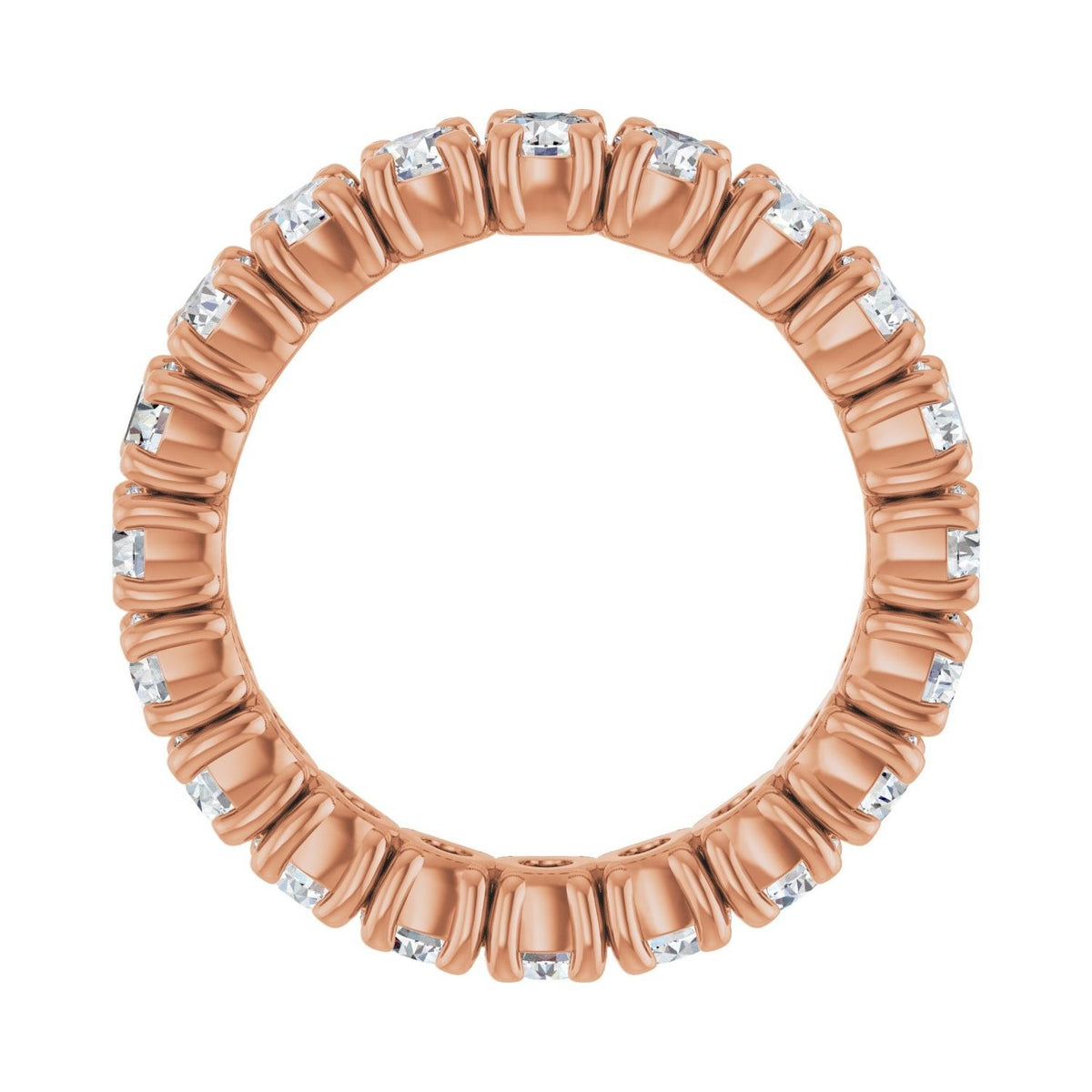 Sapphire Row Lab-Grown Diamond Round Eternity Band - 14K Rose Gold, 3 mm, 5 (view 2)