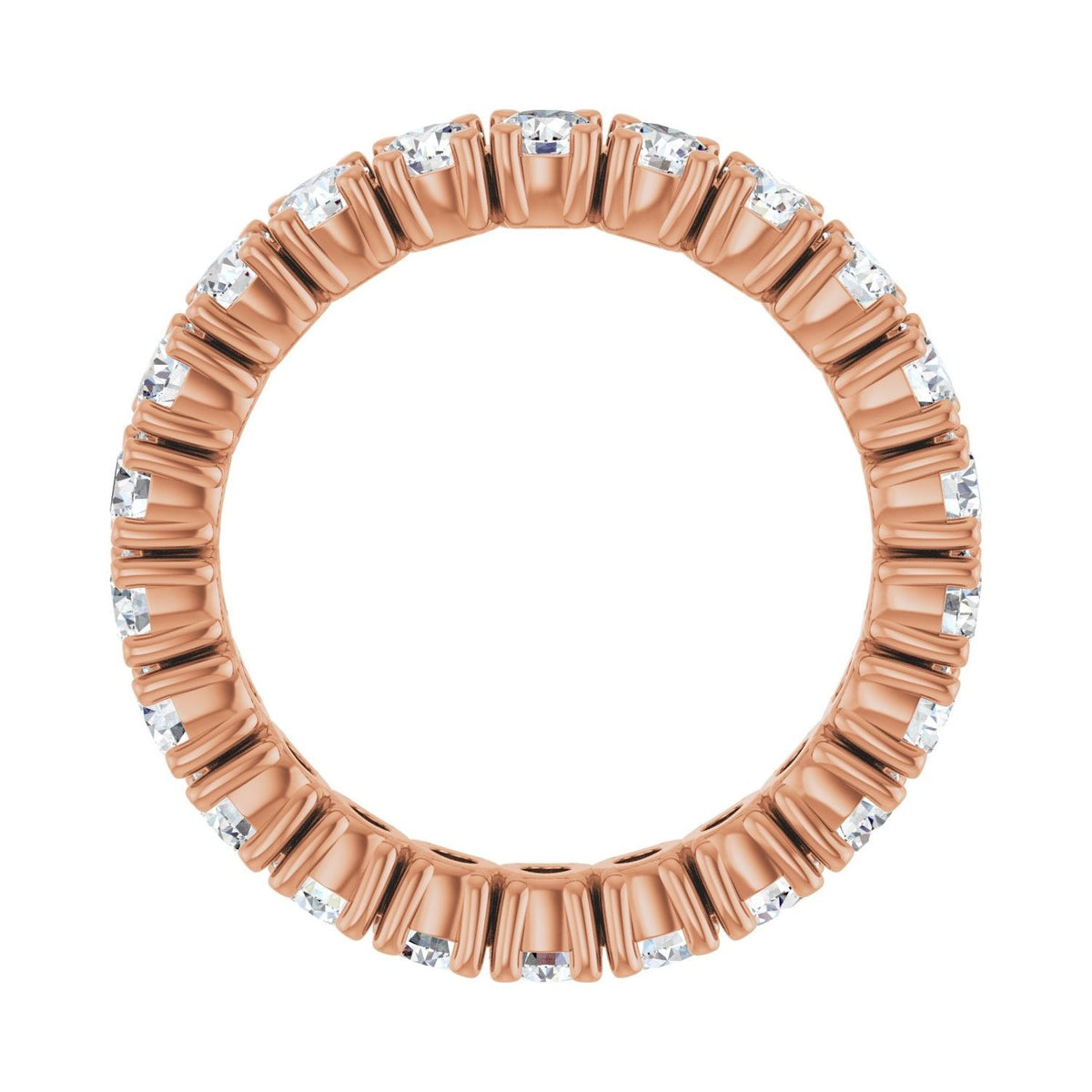 Sapphire Row Lab-Grown Diamond Round Eternity Band - 14K Rose Gold, 3 mm, 7 (view 2)