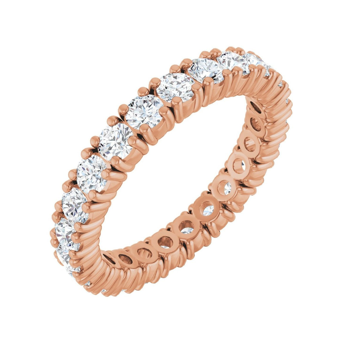 Sapphire Row Lab-Grown Diamond Round Eternity Band - 14K Rose Gold, 3 mm, 8