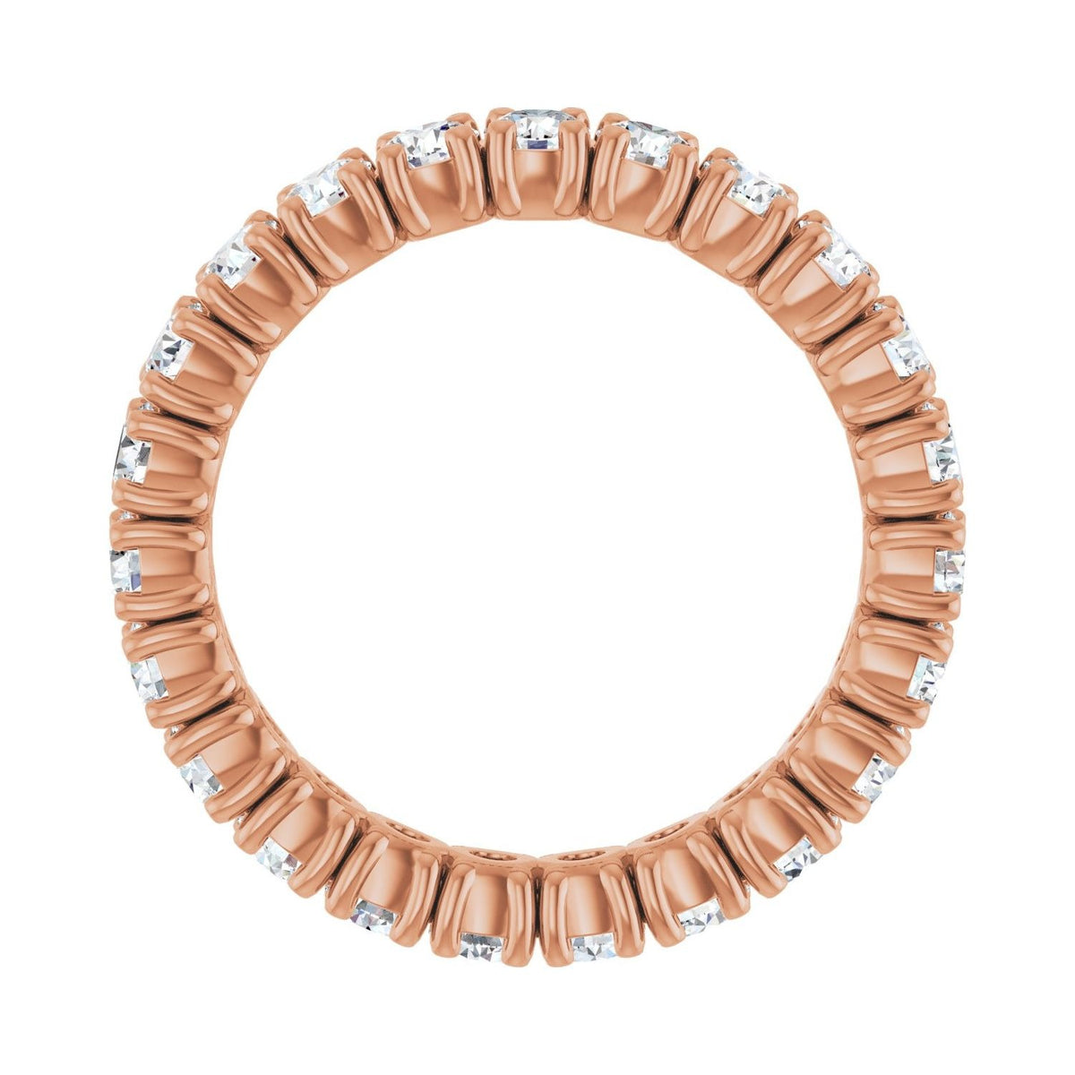 Sapphire Row Lab-Grown Diamond Round Eternity Band - 14K Rose Gold, 3 mm, 8 (view 2)