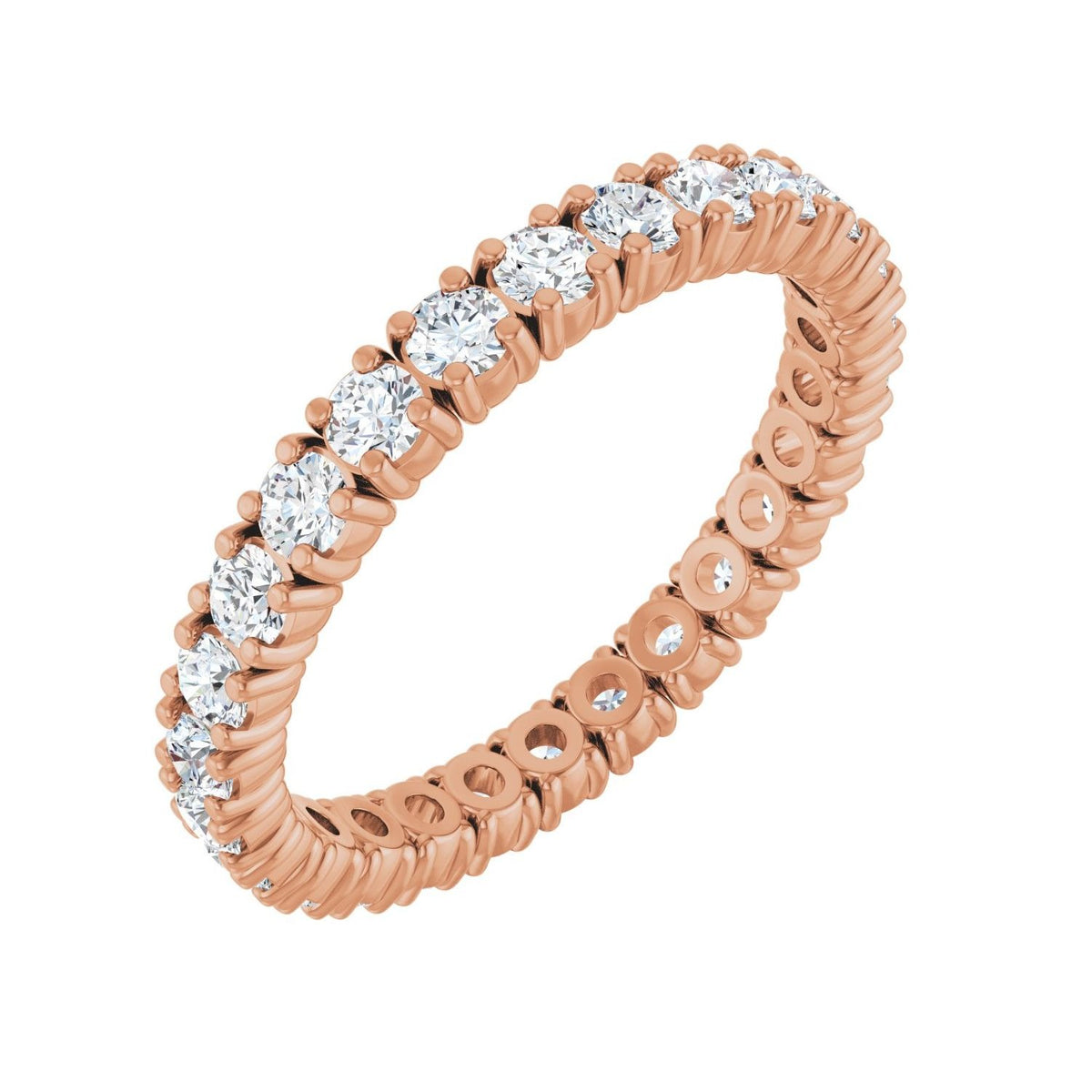 Sapphire Row Lab-Grown Diamond Round Eternity Band - 14K Rose Gold, 2.5 mm, 8.5