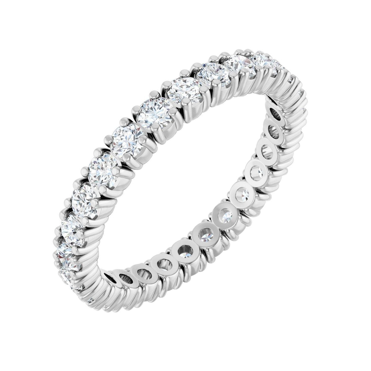 Sapphire Row Lab-Grown Diamond Round Eternity Band - 14K White Gold, 2.25 mm, 6