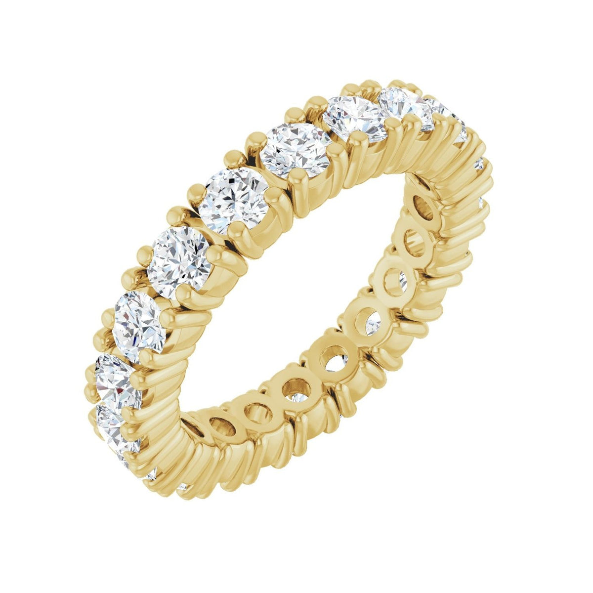 Sapphire Row Lab-Grown Diamond Round Eternity Band - 14K Yellow Gold, 3 mm, 4.5