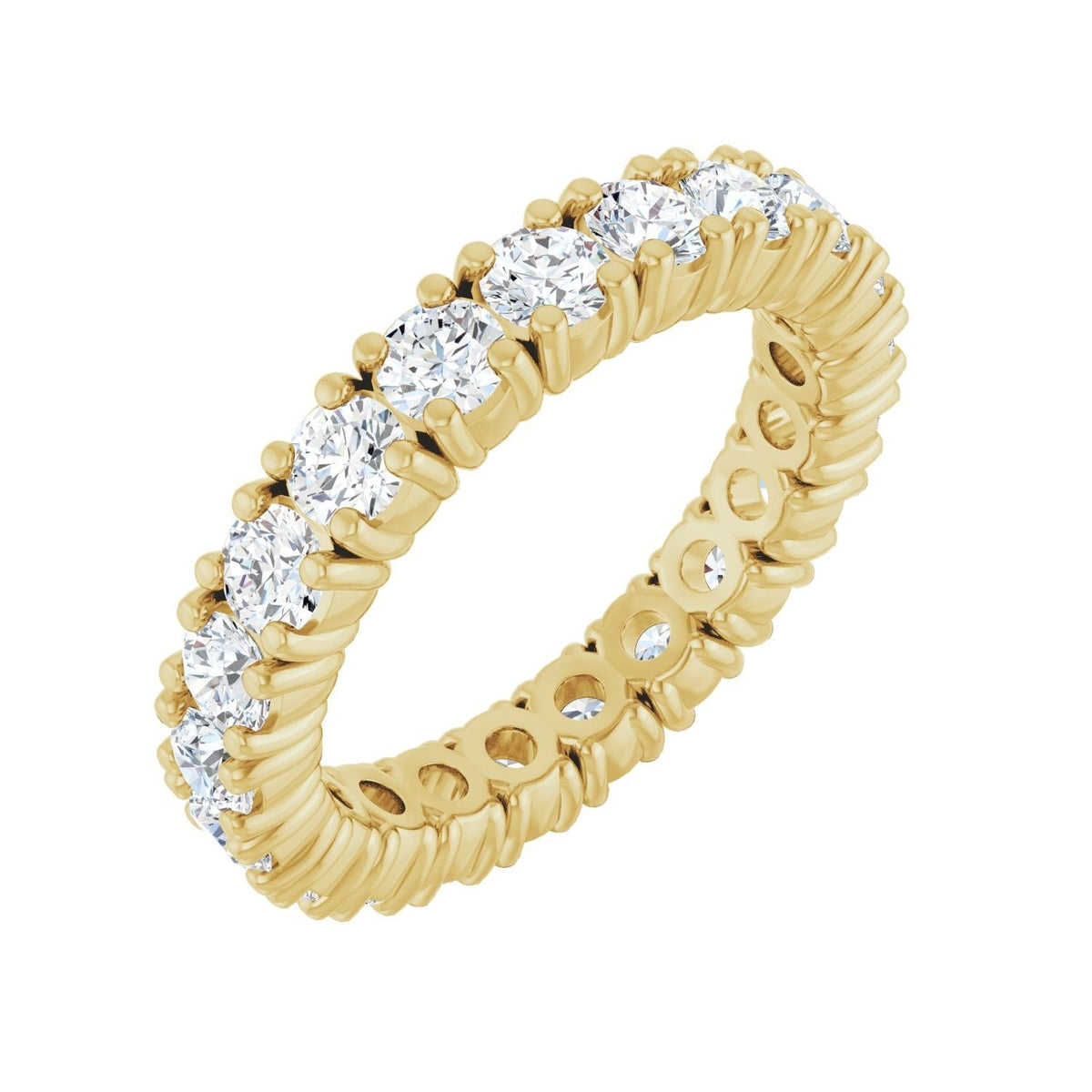 Sapphire Row Lab-Grown Diamond Round Eternity Band - 14K Yellow Gold, 3 mm, 5.5