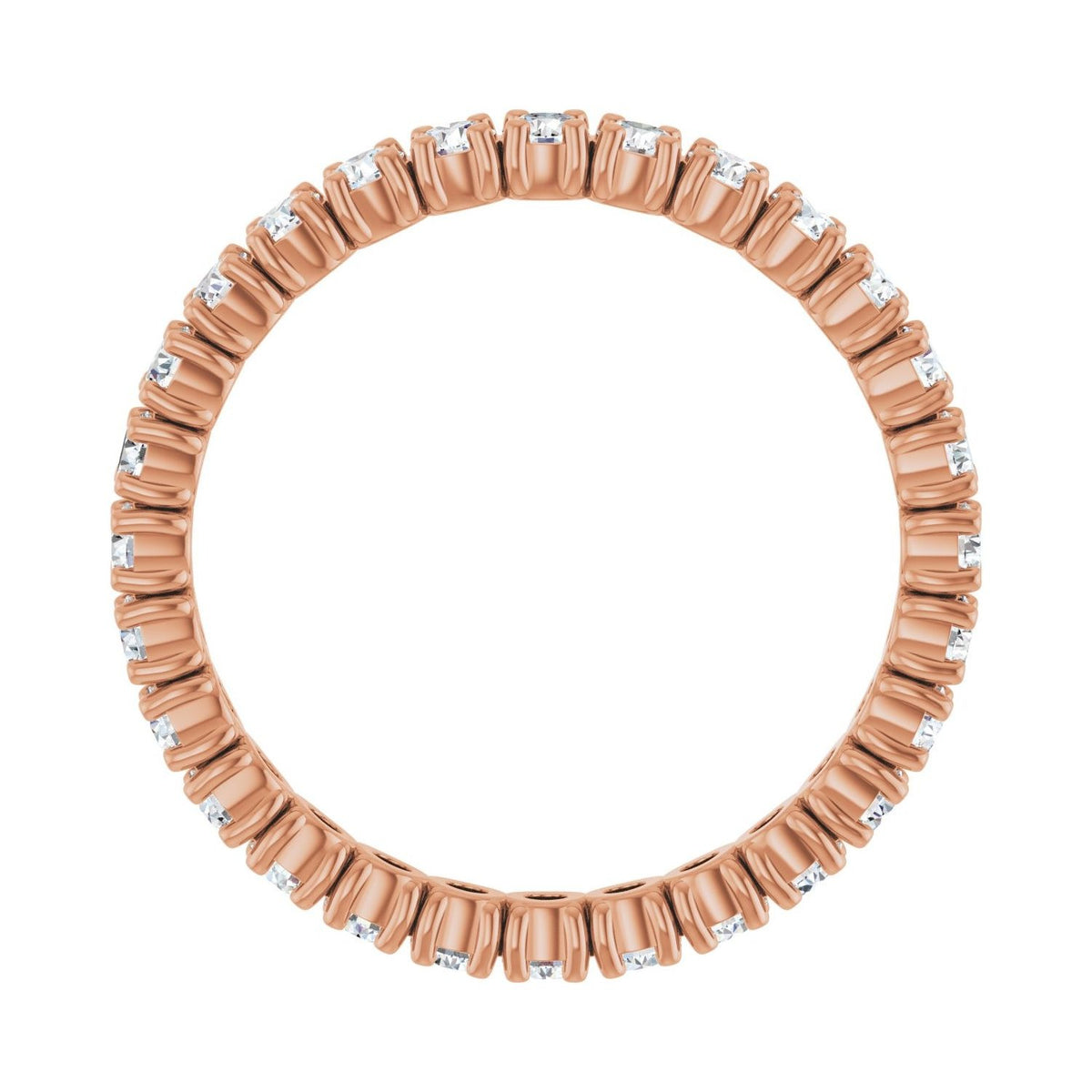 Sapphire Row Lab-Grown Diamond Round Eternity Band - 14K Rose Gold, 2.25 mm, 8 (view 2)