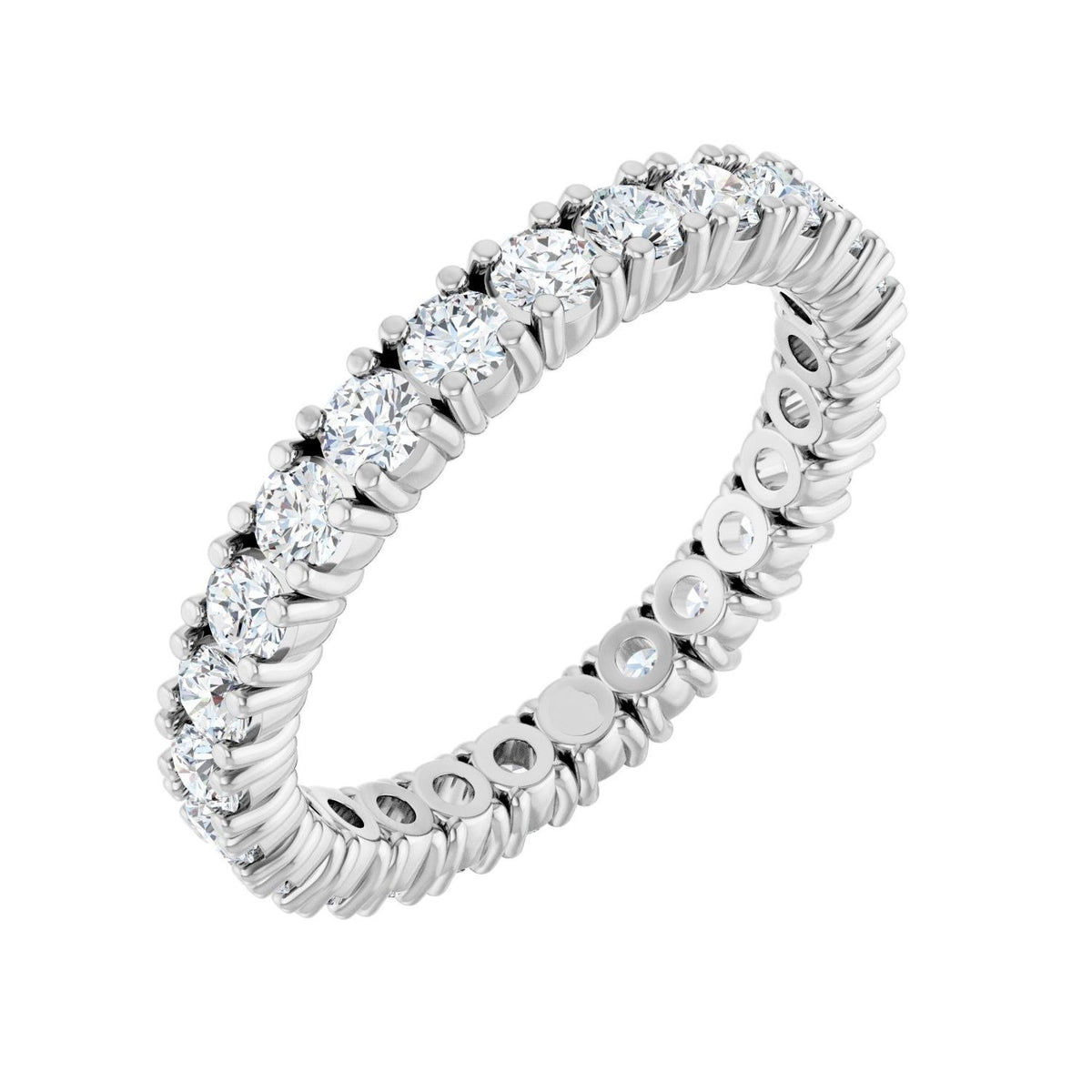 Sapphire Row Lab-Grown Diamond Round Eternity Band - 14K White Gold, 2.5 mm, 7