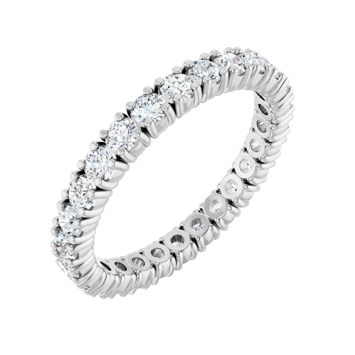 Sapphire Row Lab-Grown Diamond Round Eternity Band - 14K White Gold, 2.5 mm, 8
