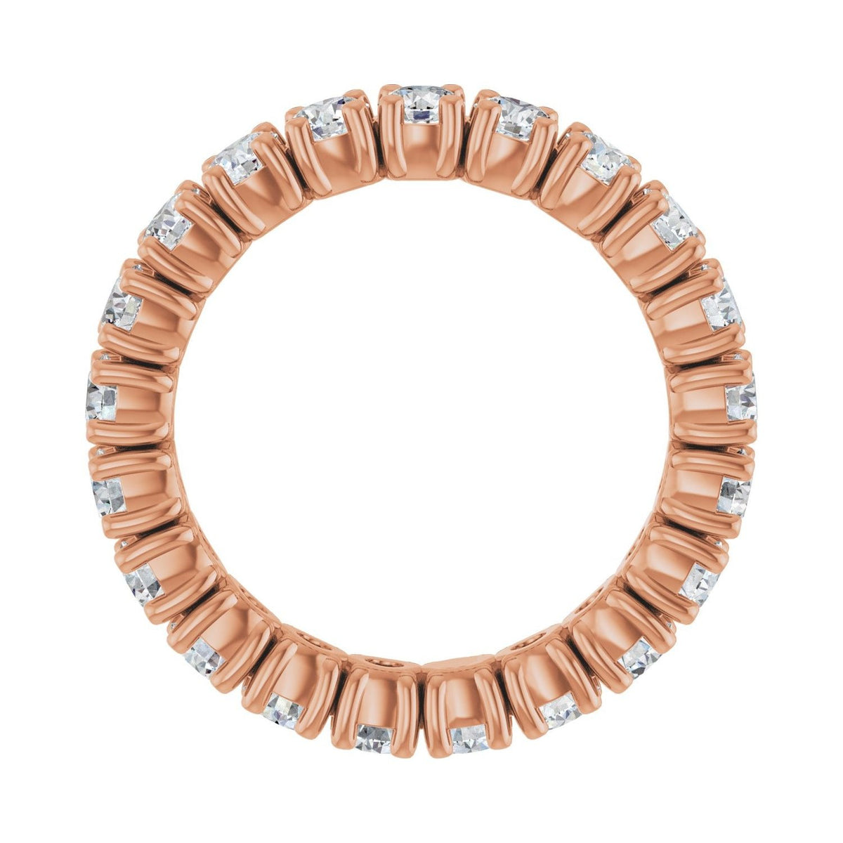 Sapphire Row Lab-Grown Diamond Round Eternity Band - 14K Rose Gold, 3 mm, 6.5 (view 2)