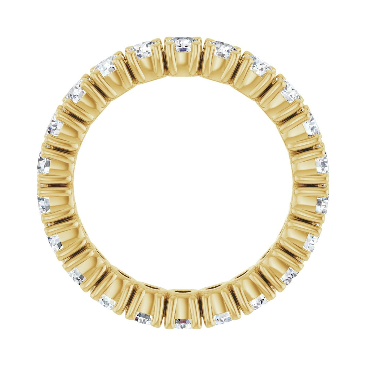 Sapphire Row Lab-Grown Diamond Round Eternity Band - 14K Yellow Gold, 3 mm, 7 (view 2)