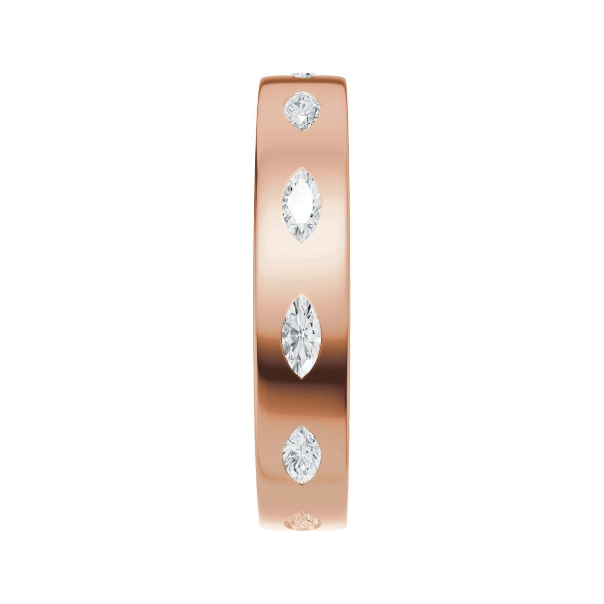 Sapphire Row Natural Diamond Marquise Inlay Band - 14K Rose Gold (view 4)