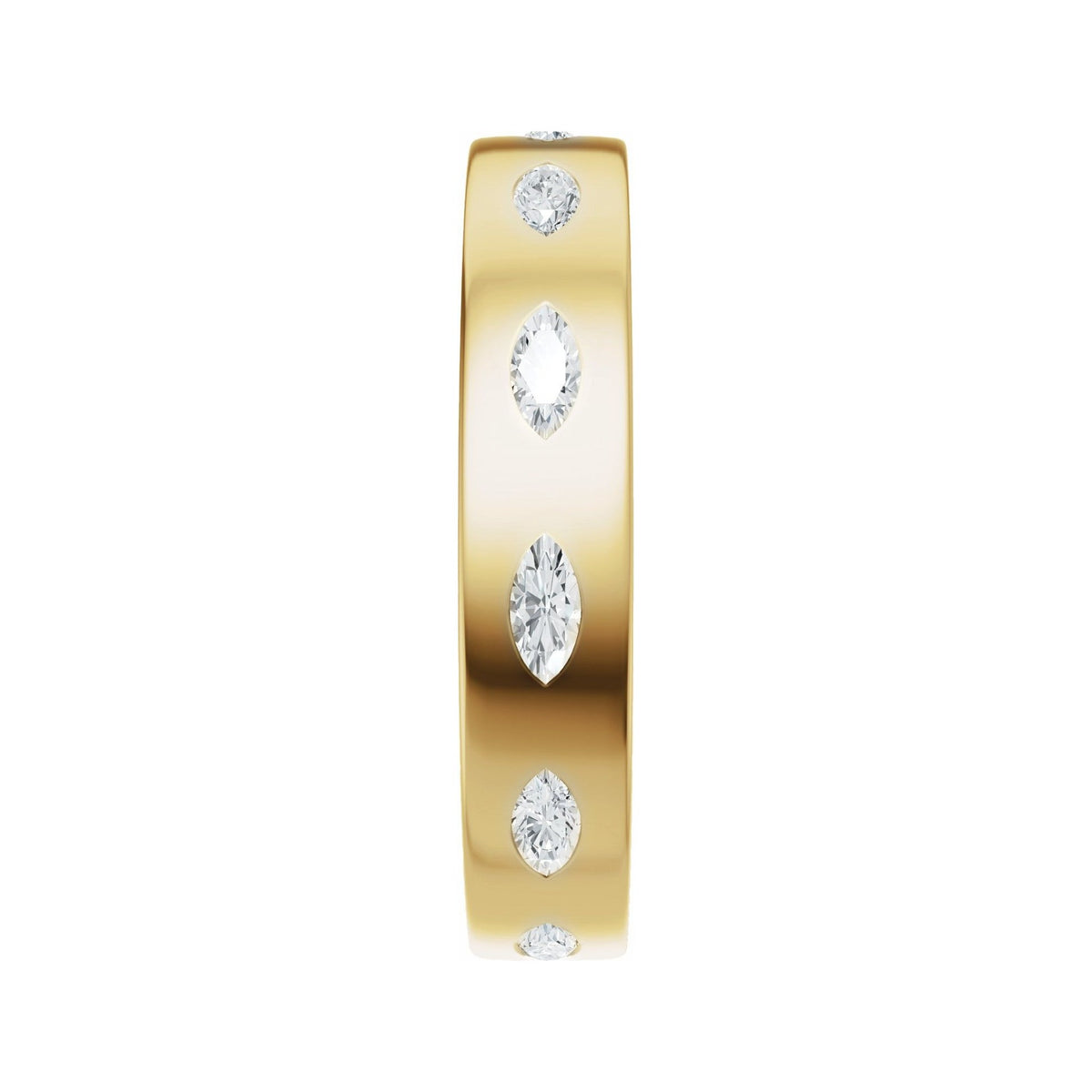 Sapphire Row Natural Diamond Marquise Inlay Band - 14K Yellow Gold (view 4)