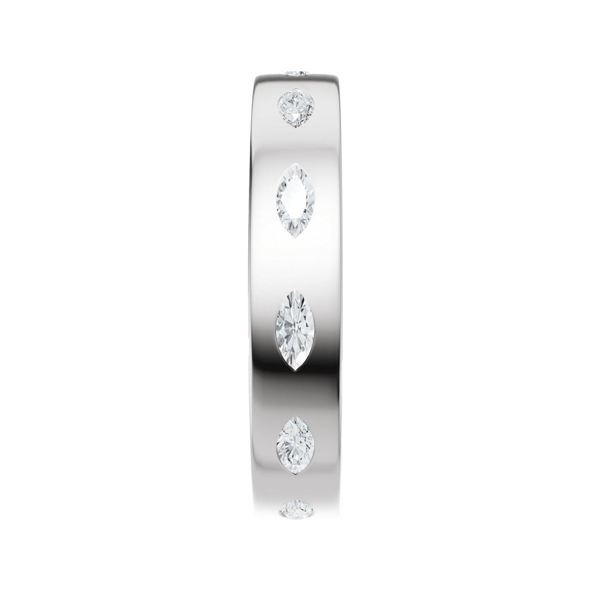 Sapphire Row Lab-Grown Diamond Marquise Inlay Band - 14K White Gold (view 4)