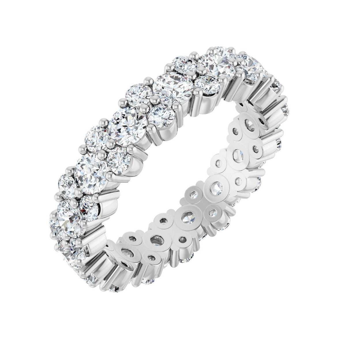 Sapphire Row Natural Diamond Cluster Eternity Band - Platinum