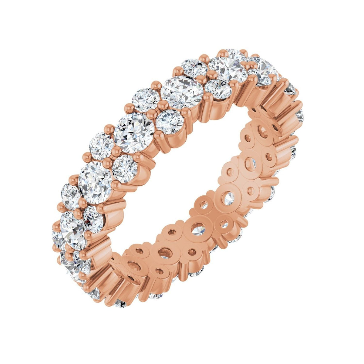 Sapphire Row Natural Diamond Cluster Eternity Band - 14K Rose Gold