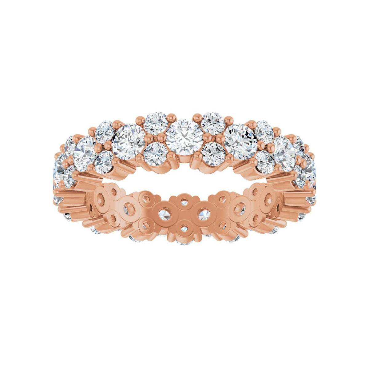Sapphire Row Natural Diamond Cluster Eternity Band - 14K Rose Gold (view 3)