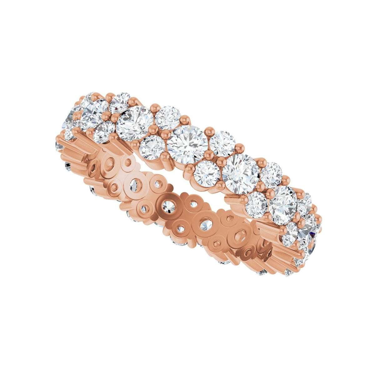 Sapphire Row Natural Diamond Cluster Eternity Band - 14K Rose Gold (view 5)